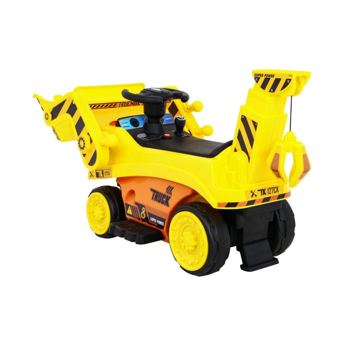 Bateriové rypadlo pro dětský traktor žlutý + Pohyblivá Lyska + Audio LED