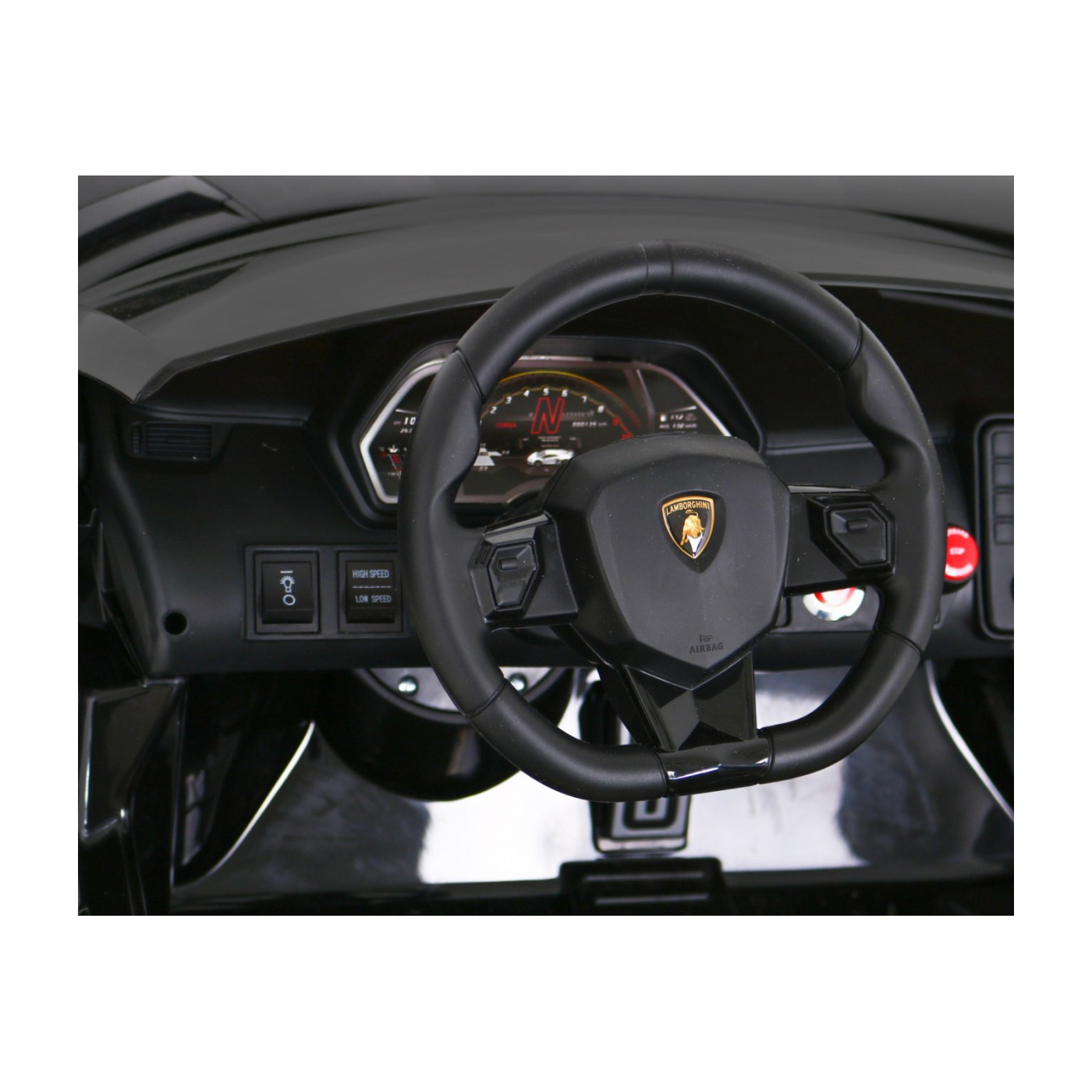 Lamborghini SVJ DRIFT pro 2 děti černá + funkce Drift + dálkové ovládání + MP3 LED + pomalý start