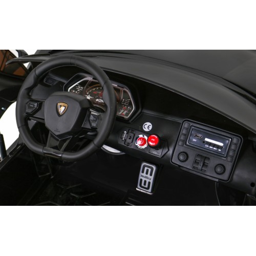 Lamborghini SVJ DRIFT pro 2 děti černá + funkce Drift + dálkové ovládání + MP3 LED + pomalý start
