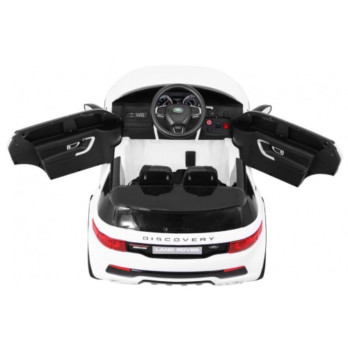 Land Rover Discovery Kids bílá + dálkové ovládání + 5bodové pásy + nastavení sedadla + EVA + MP3 LED
