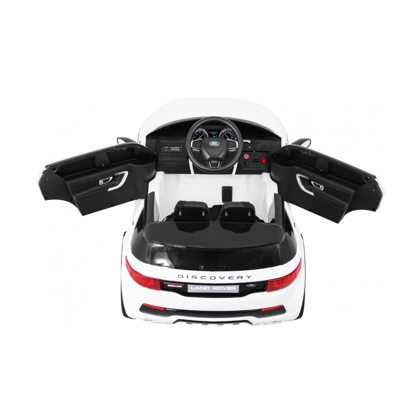 Land Rover Discovery Kids bílá + dálkové ovládání + 5bodové pásy + nastavení sedadla + EVA + MP3 LED