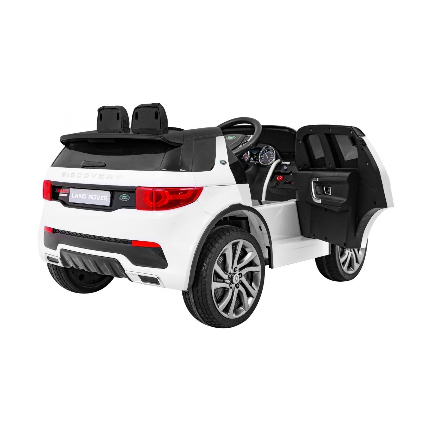Land Rover Discovery Kids bílá + dálkové ovládání + 5bodové pásy + nastavení sedadla + EVA + MP3 LED