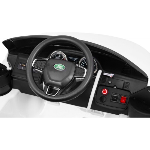 Land Rover Discovery Kids bílá + dálkové ovládání + 5bodové pásy + nastavení sedadla + EVA + MP3 LED