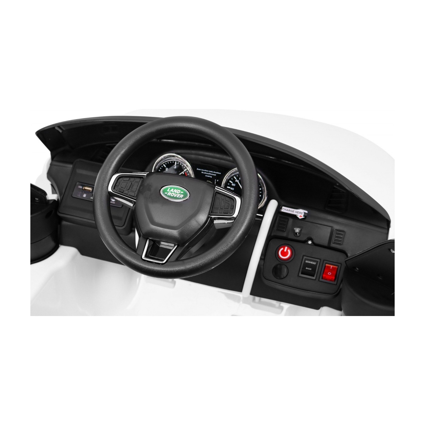 Land Rover Discovery Kids bílá + dálkové ovládání + 5bodové pásy + nastavení sedadla + EVA + MP3 LED