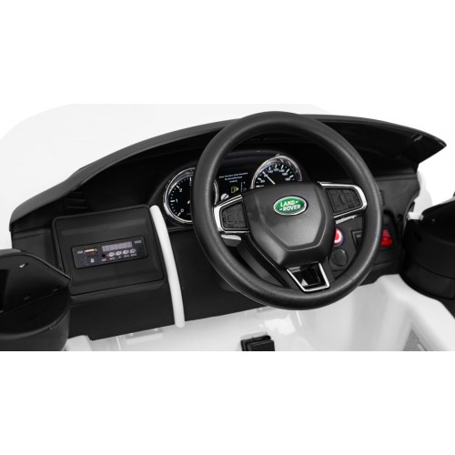Land Rover Discovery Kids bílá + dálkové ovládání + 5bodové pásy + nastavení sedadla + EVA + MP3 LED