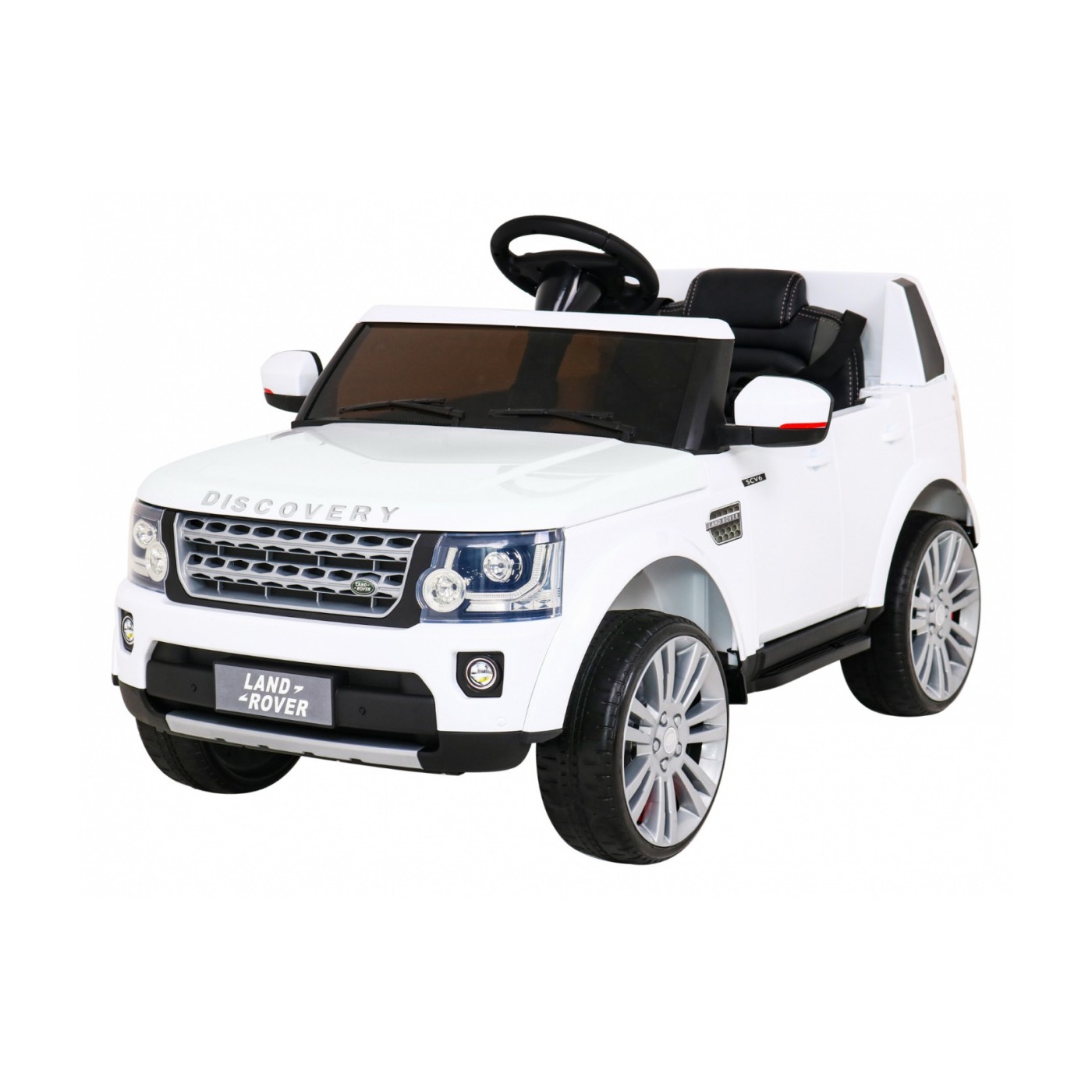 Dětské elektrické auto Land Rover Discovery bílé + dálkové ovládání EVA kola pomalý start MP3 rádio