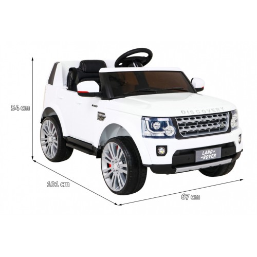 Dětské elektrické auto Land Rover Discovery bílé + dálkové ovládání EVA kola pomalý start MP3 rádio