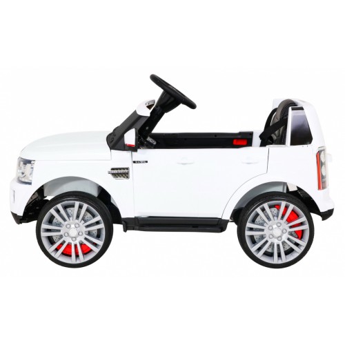 Dětské elektrické auto Land Rover Discovery bílé + dálkové ovládání EVA kola pomalý start MP3 rádio