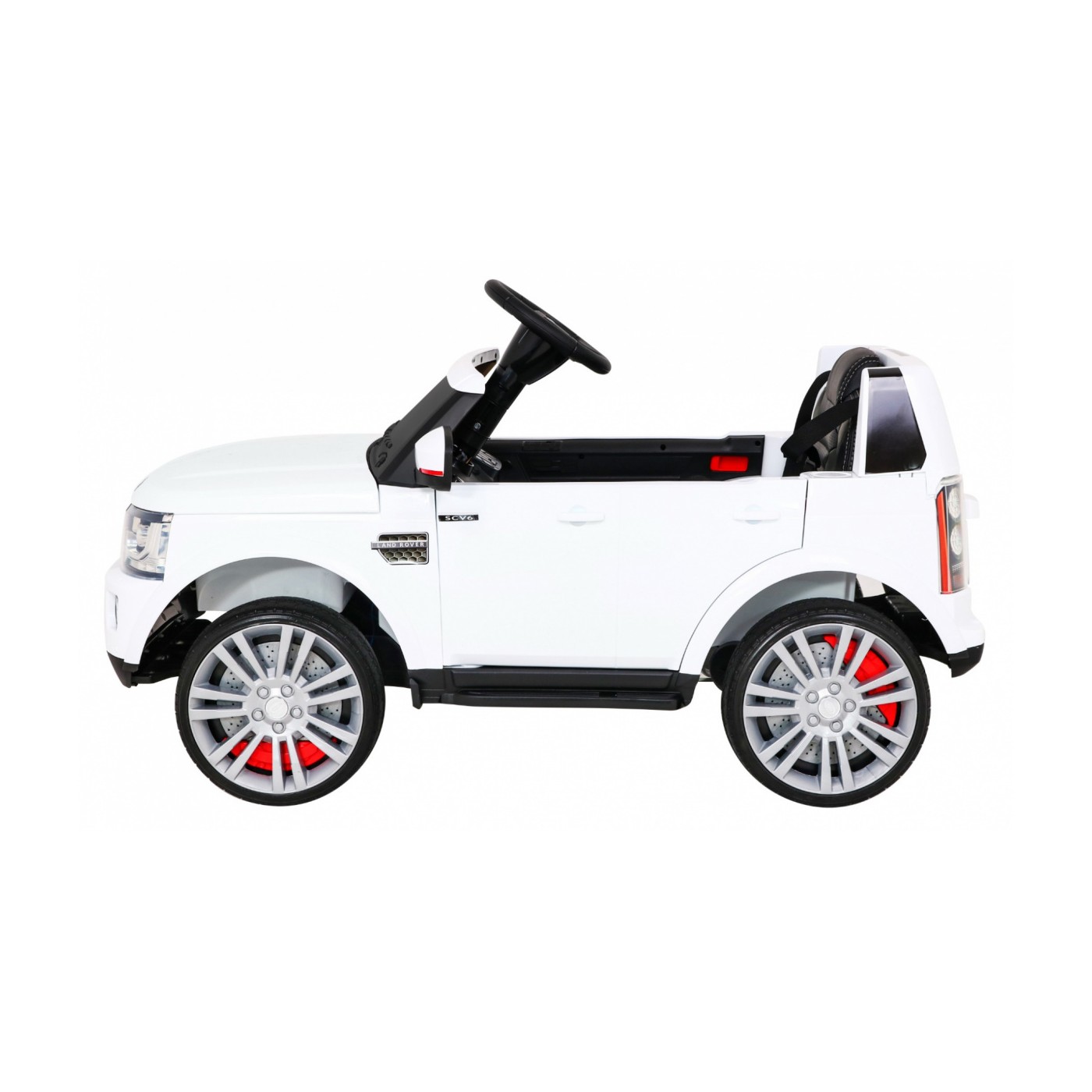 Dětské elektrické auto Land Rover Discovery bílé + dálkové ovládání EVA kola pomalý start MP3 rádio