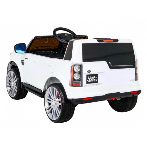 Dětské elektrické auto Land Rover Discovery bílé + dálkové ovládání EVA kola pomalý start MP3 rádio