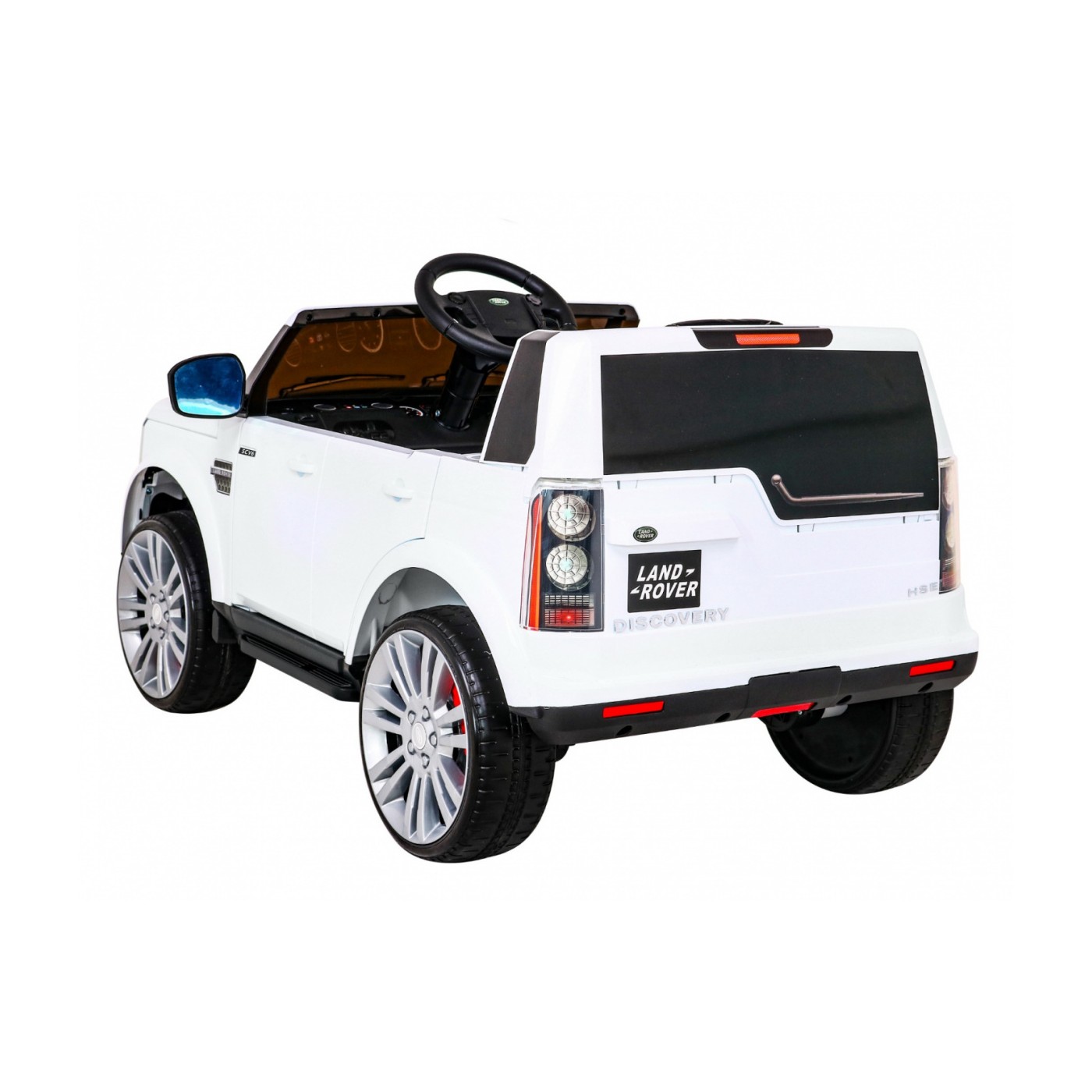 Dětské elektrické auto Land Rover Discovery bílé + dálkové ovládání EVA kola pomalý start MP3 rádio