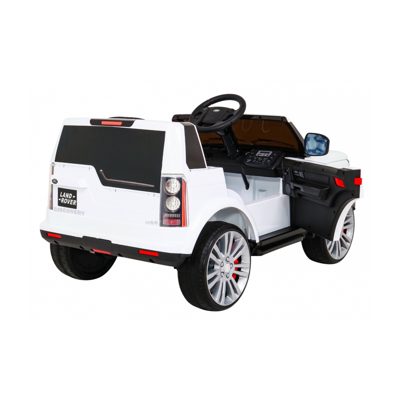 Dětské elektrické auto Land Rover Discovery bílé + dálkové ovládání EVA kola pomalý start MP3 rádio