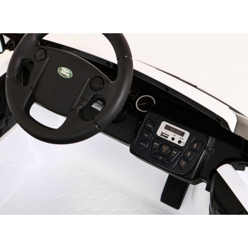 Dětské elektrické auto Land Rover Discovery bílé + dálkové ovládání EVA kola pomalý start MP3 rádio