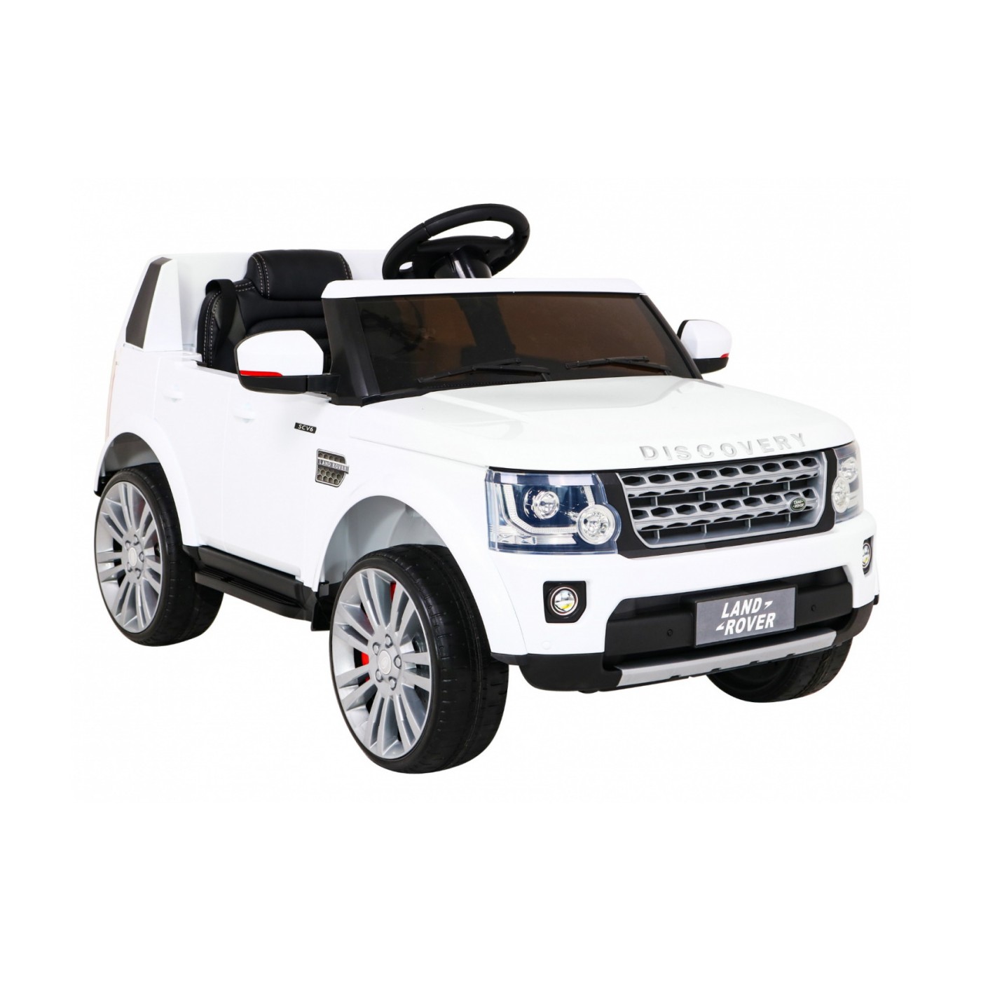 Dětské elektrické auto Land Rover Discovery bílé + dálkové ovládání EVA kola pomalý start MP3 rádio