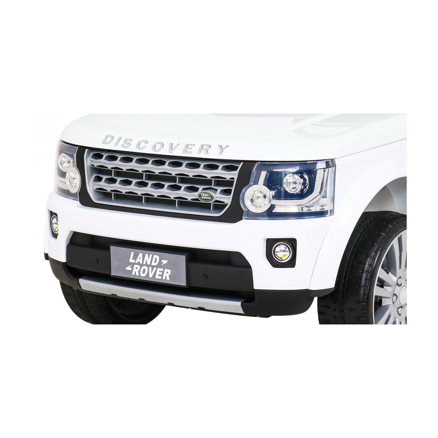 Dětské elektrické auto Land Rover Discovery bílé + dálkové ovládání EVA kola pomalý start MP3 rádio