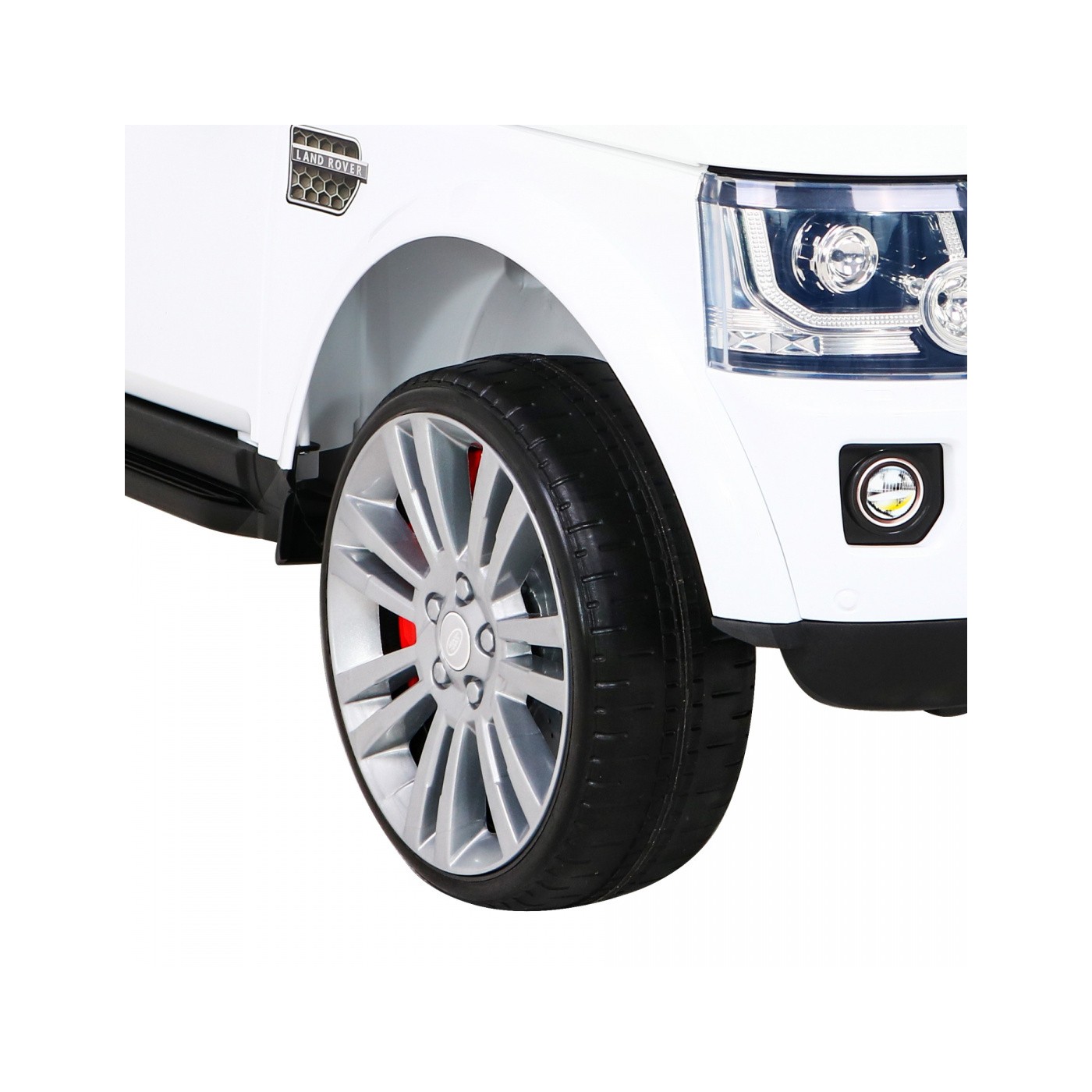 Dětské elektrické auto Land Rover Discovery bílé + dálkové ovládání EVA kola pomalý start MP3 rádio