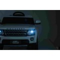 Dětské elektrické auto Land Rover Discovery bílé + dálkové ovládání EVA kola pomalý start MP3 rádio