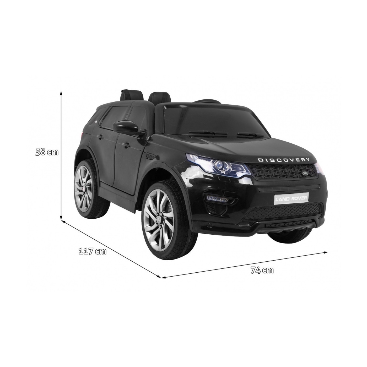 Land Rover Discovery Kids černá + dálkové ovládání + 5bodové pásy + nastavení sedadla + EVA + MP3 LED