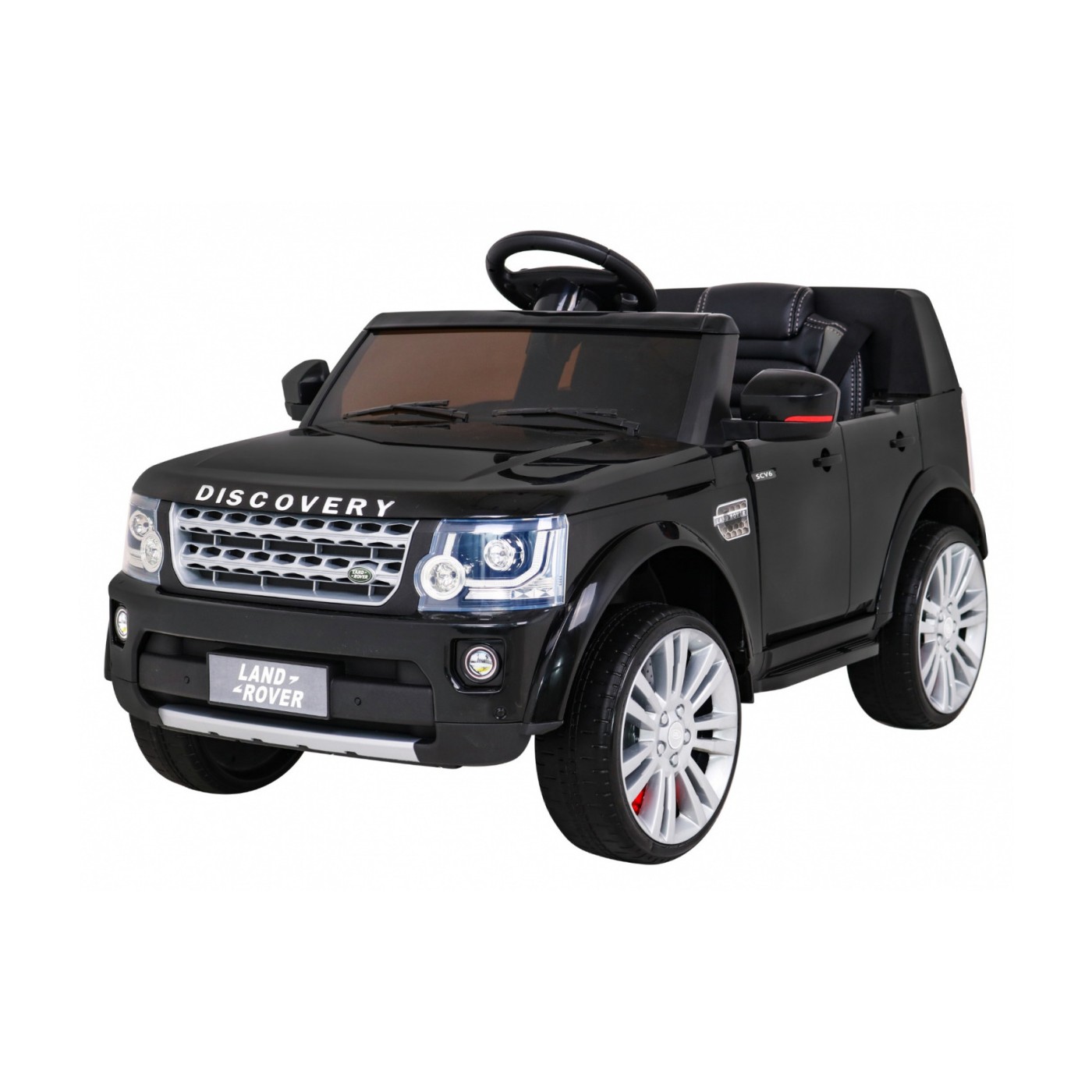 Dětské elektrické auto Land Rover Discovery černé + dálkové ovládání EVA kola pomalý start MP3 rádio
