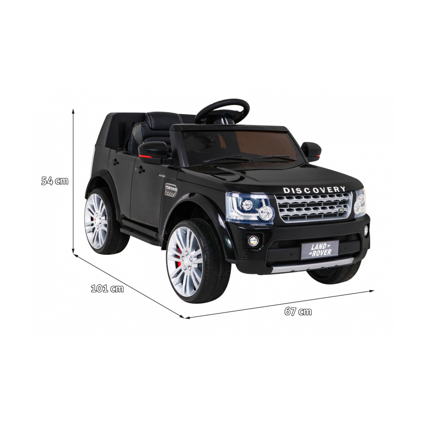 Dětské elektrické auto Land Rover Discovery černé + dálkové ovládání EVA kola pomalý start MP3 rádio