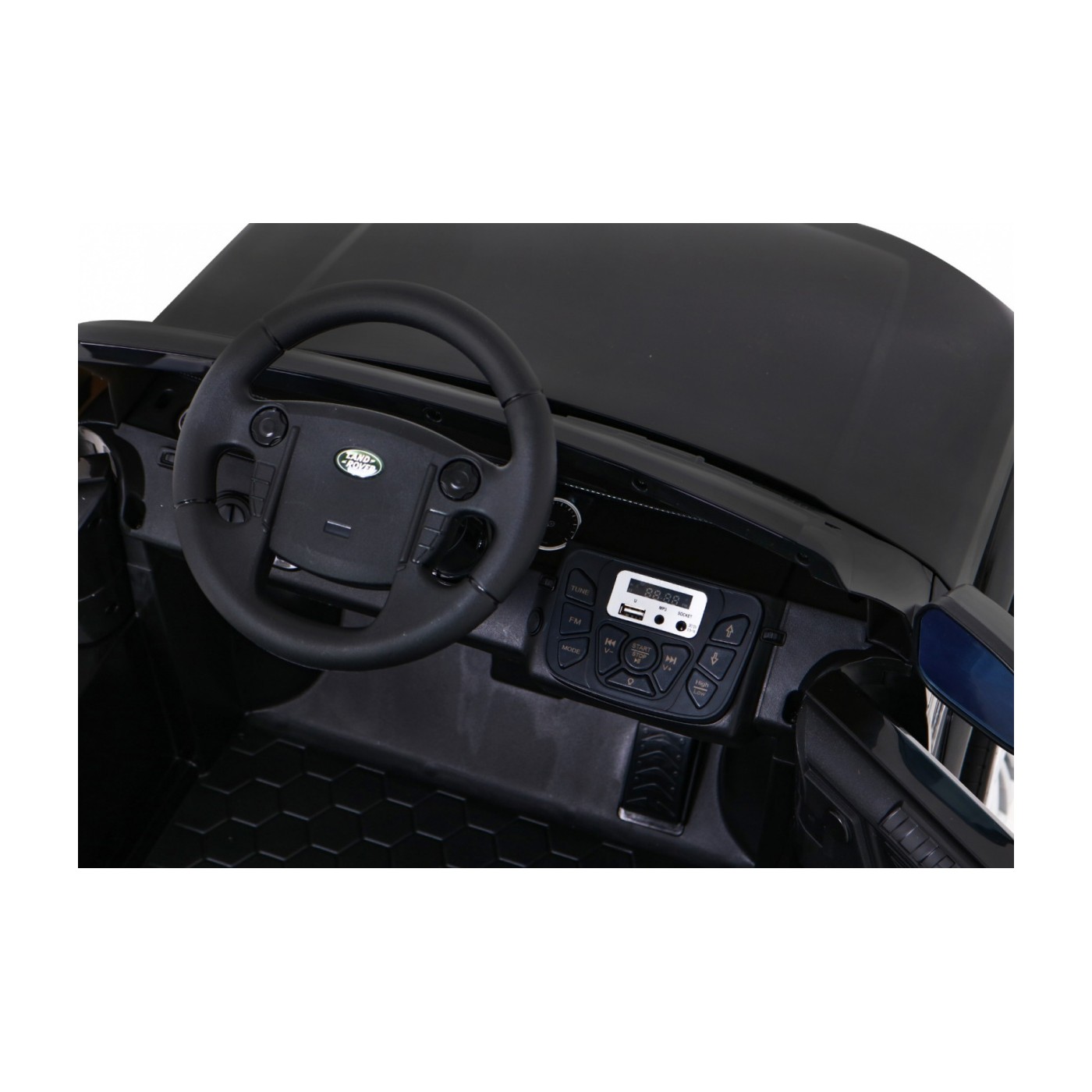 Dětské elektrické auto Land Rover Discovery černé + dálkové ovládání EVA kola pomalý start MP3 rádio