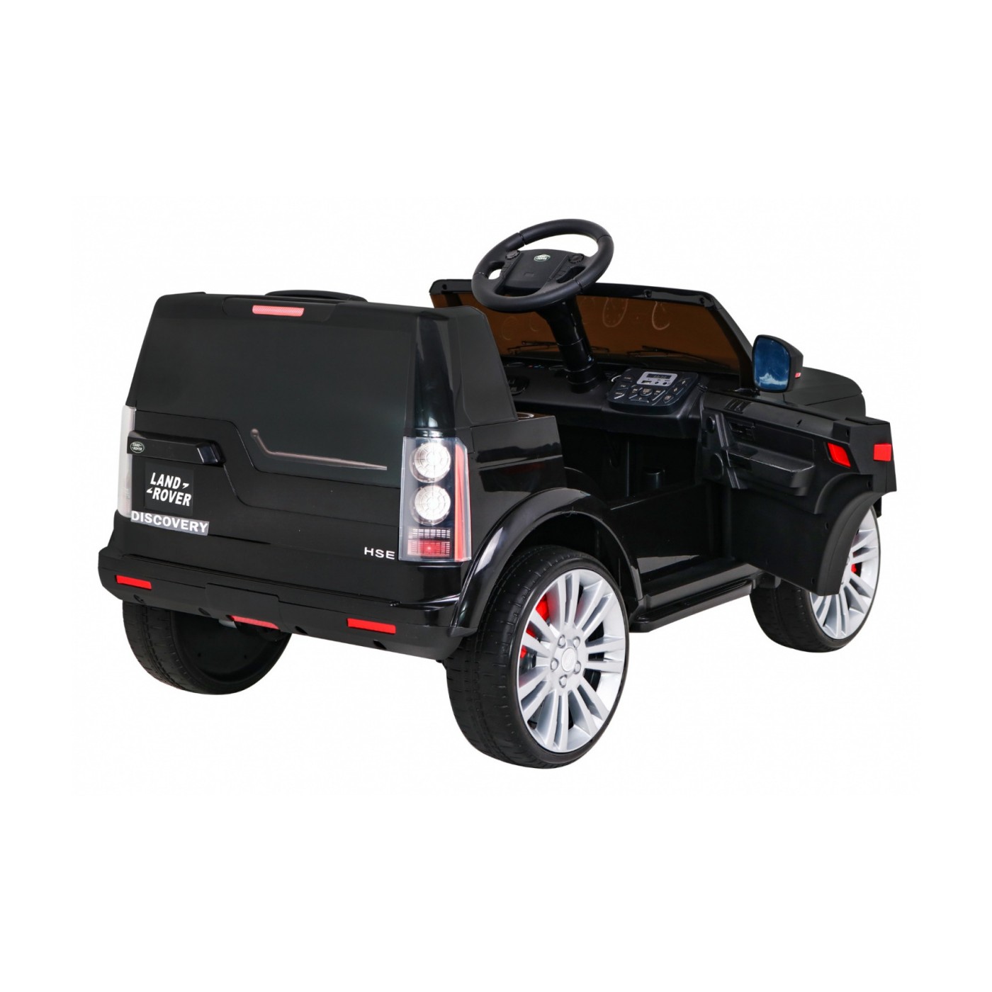 Dětské elektrické auto Land Rover Discovery černé + dálkové ovládání EVA kola pomalý start MP3 rádio