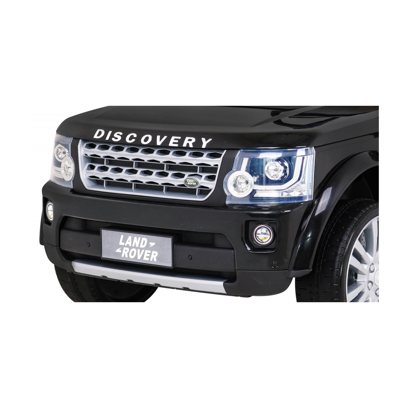Dětské elektrické auto Land Rover Discovery černé + dálkové ovládání EVA kola pomalý start MP3 rádio