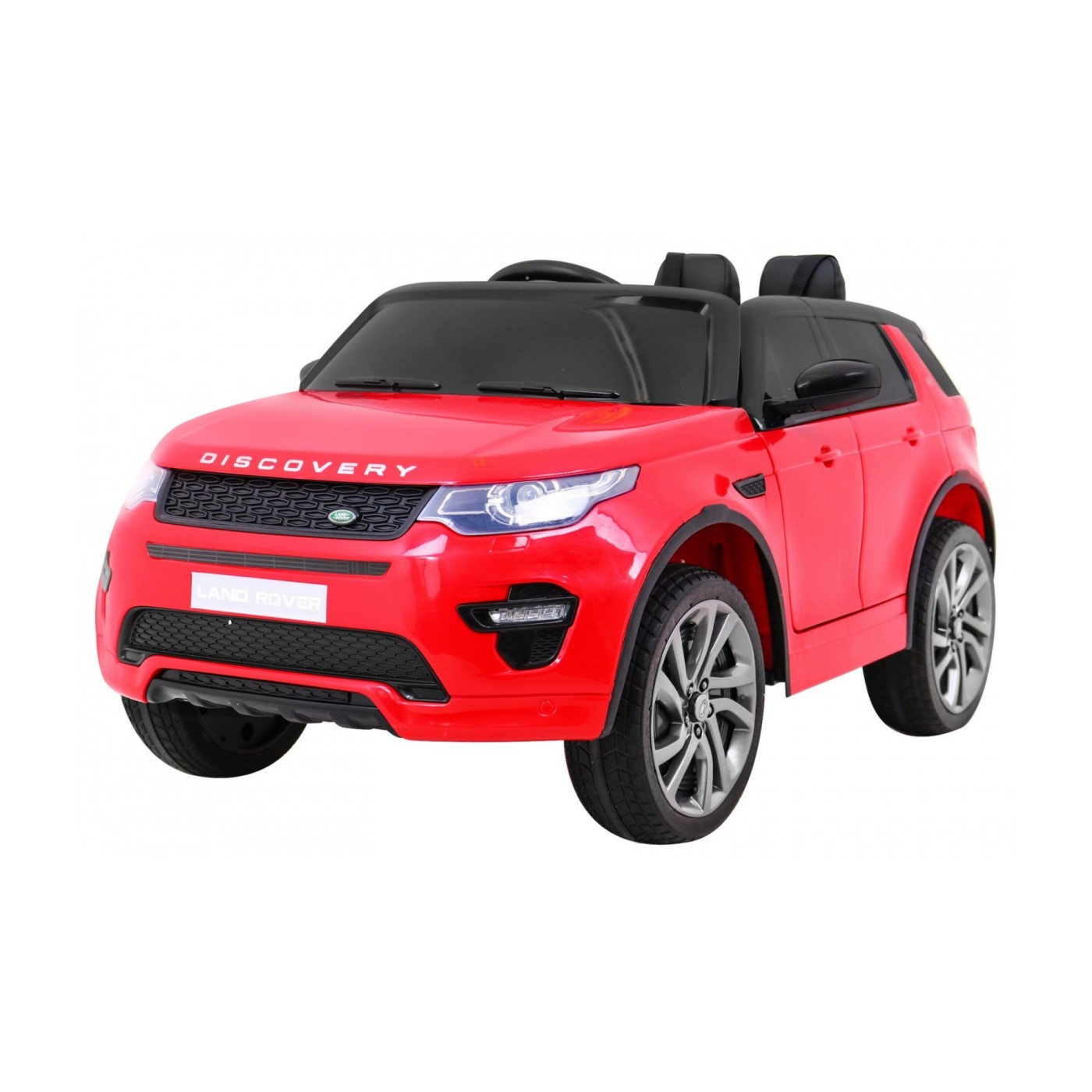 Land Rover Discovery Kids červená + dálkové ovládání + 5bodové pásy + nastavení sedadla + EVA + MP3 LED