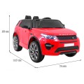 Land Rover Discovery Kids červená + dálkové ovládání + 5bodové pásy + nastavení sedadla + EVA + MP3 LED