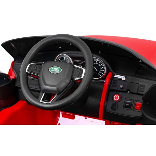 Land Rover Discovery Kids červená + dálkové ovládání + 5bodové pásy + nastavení sedadla + EVA + MP3 LED
