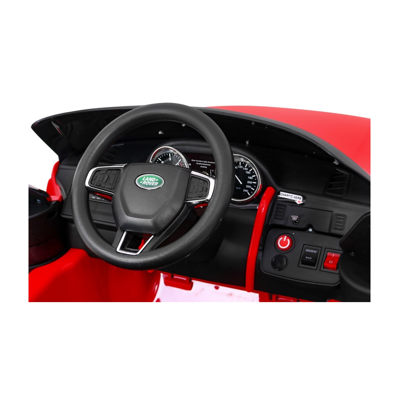 Land Rover Discovery Kids červená + dálkové ovládání + 5bodové pásy + nastavení sedadla + EVA + MP3 LED