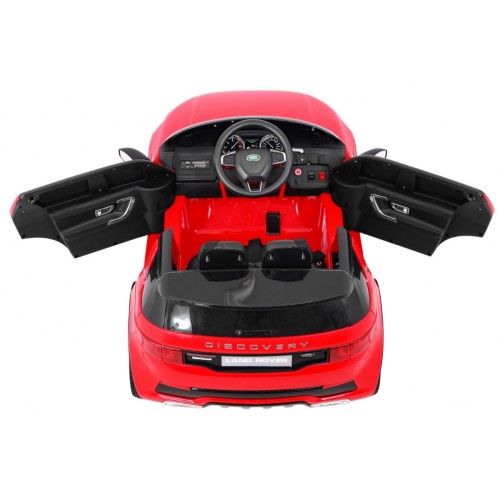 Land Rover Discovery Kids červená + dálkové ovládání + 5bodové pásy + nastavení sedadla + EVA + MP3 LED