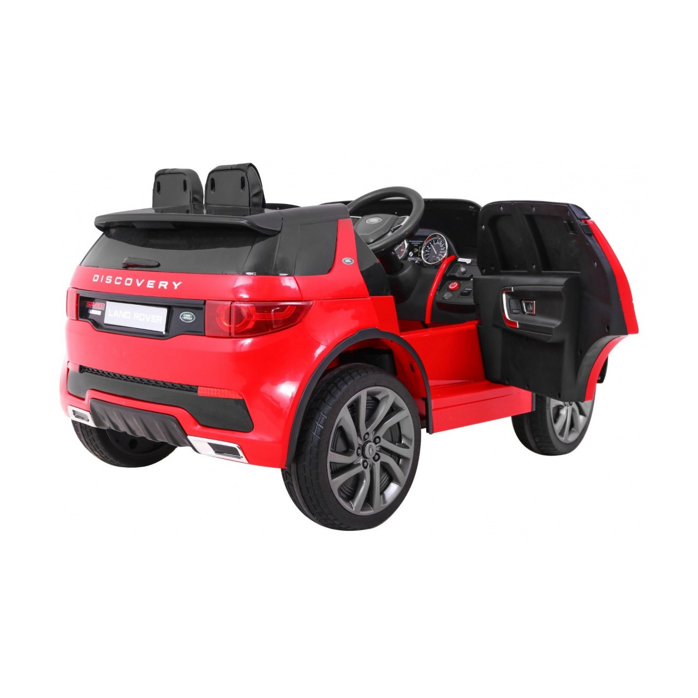 Land Rover Discovery Kids červená + dálkové ovládání + 5bodové pásy + nastavení sedadla + EVA + MP3 LED