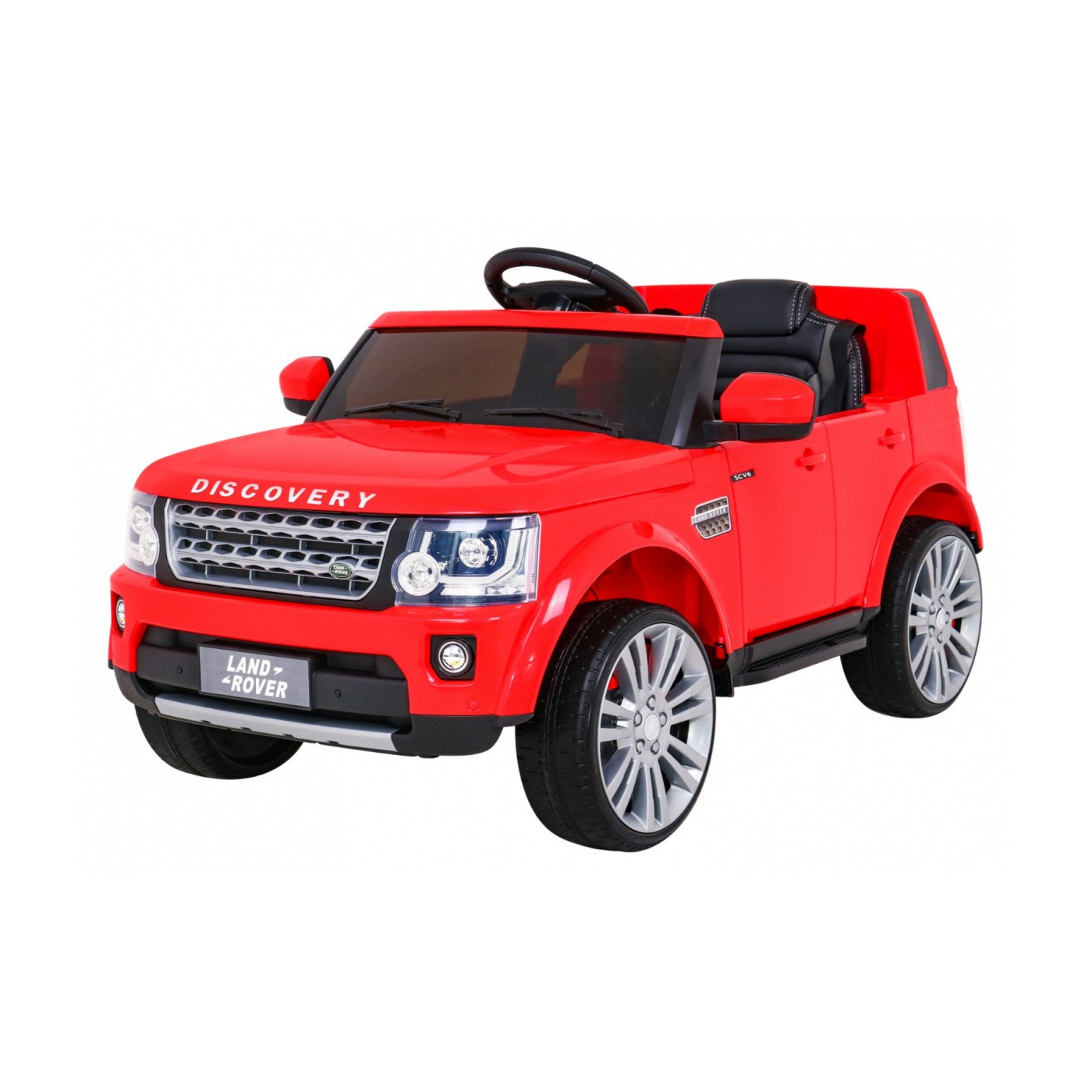Dětské elektrické auto Land Rover Discovery červené + dálkové ovládání + kola EVA + pomalý start + MP3 rádio