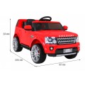 Dětské elektrické auto Land Rover Discovery červené + dálkové ovládání + kola EVA + pomalý start + MP3 rádio