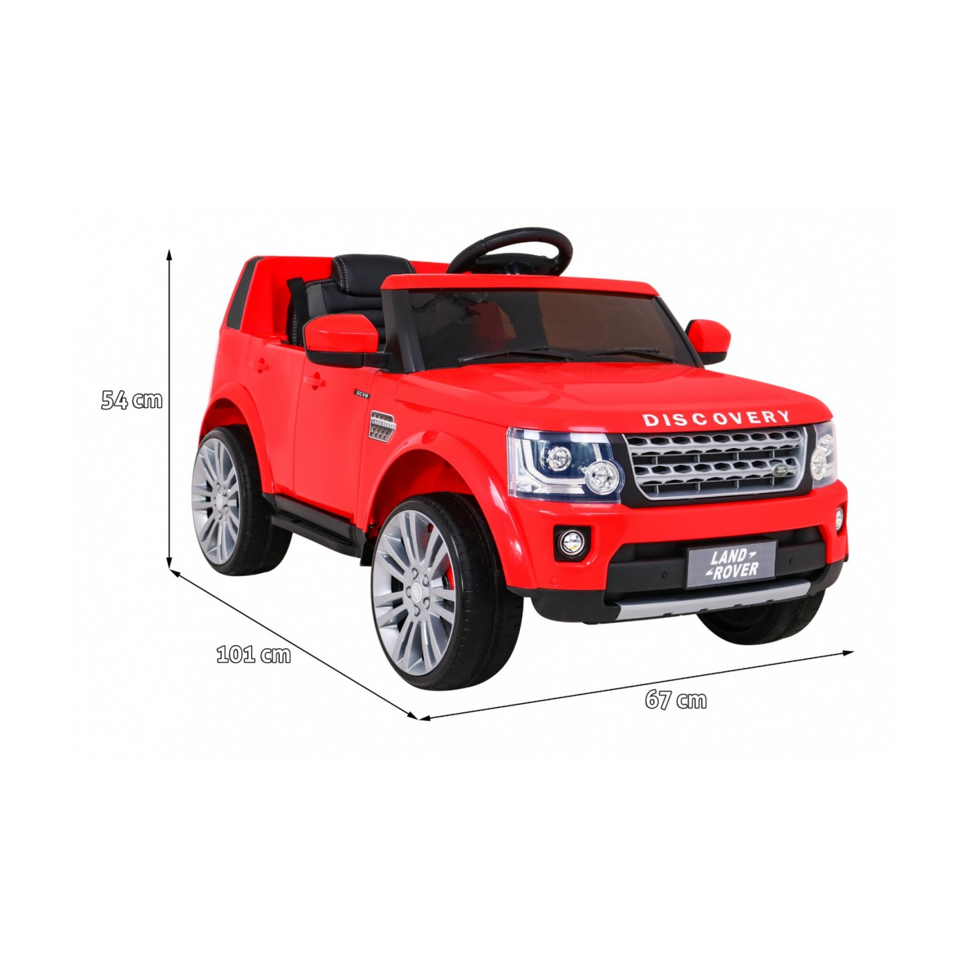 Dětské elektrické auto Land Rover Discovery červené + dálkové ovládání + kola EVA + pomalý start + MP3 rádio
