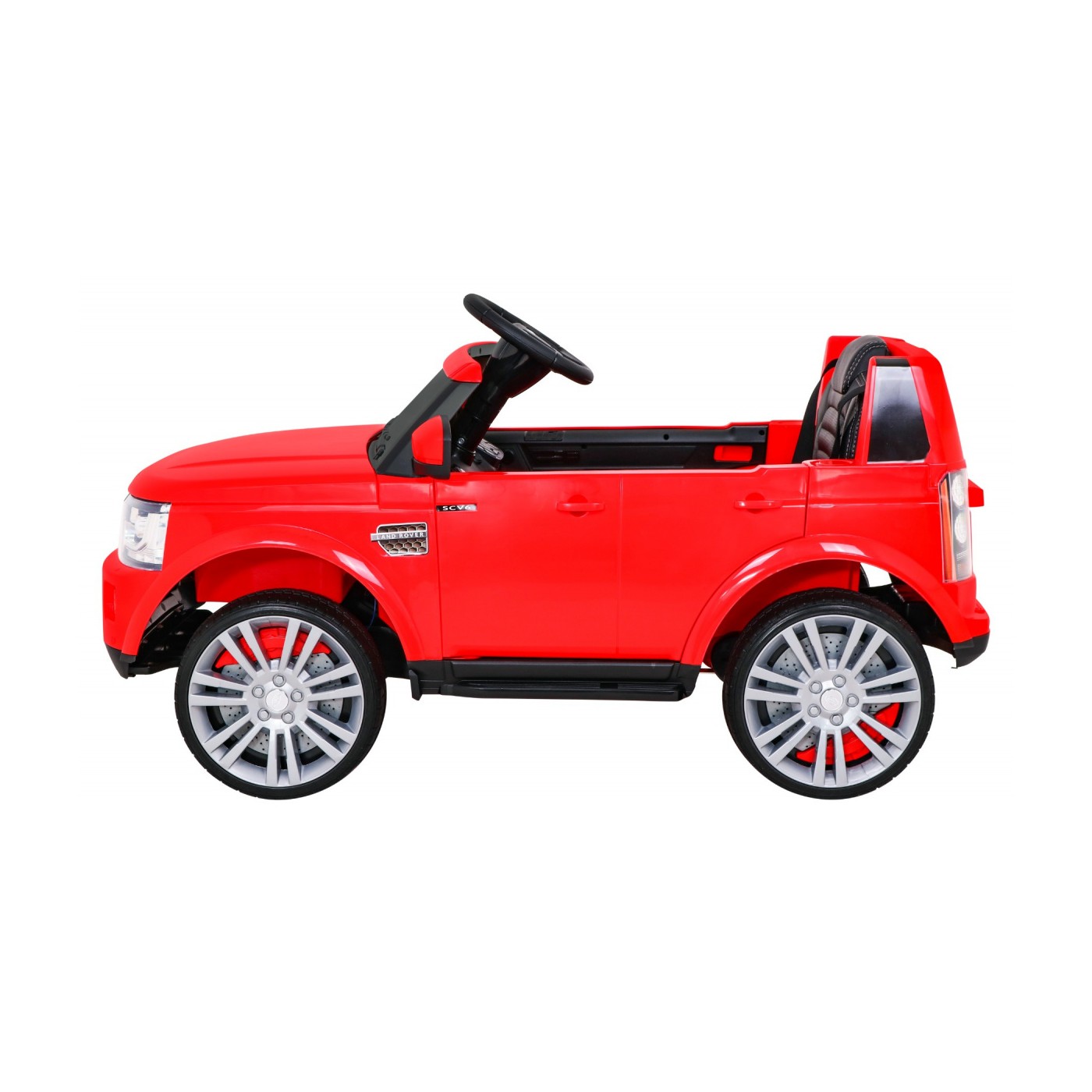 Dětské elektrické auto Land Rover Discovery červené + dálkové ovládání + kola EVA + pomalý start + MP3 rádio