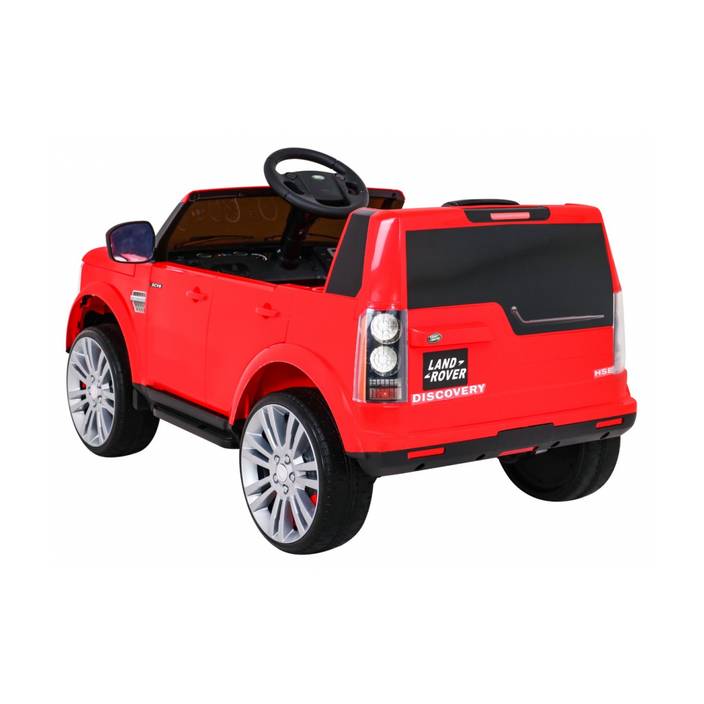 Dětské elektrické auto Land Rover Discovery červené + dálkové ovládání + kola EVA + pomalý start + MP3 rádio