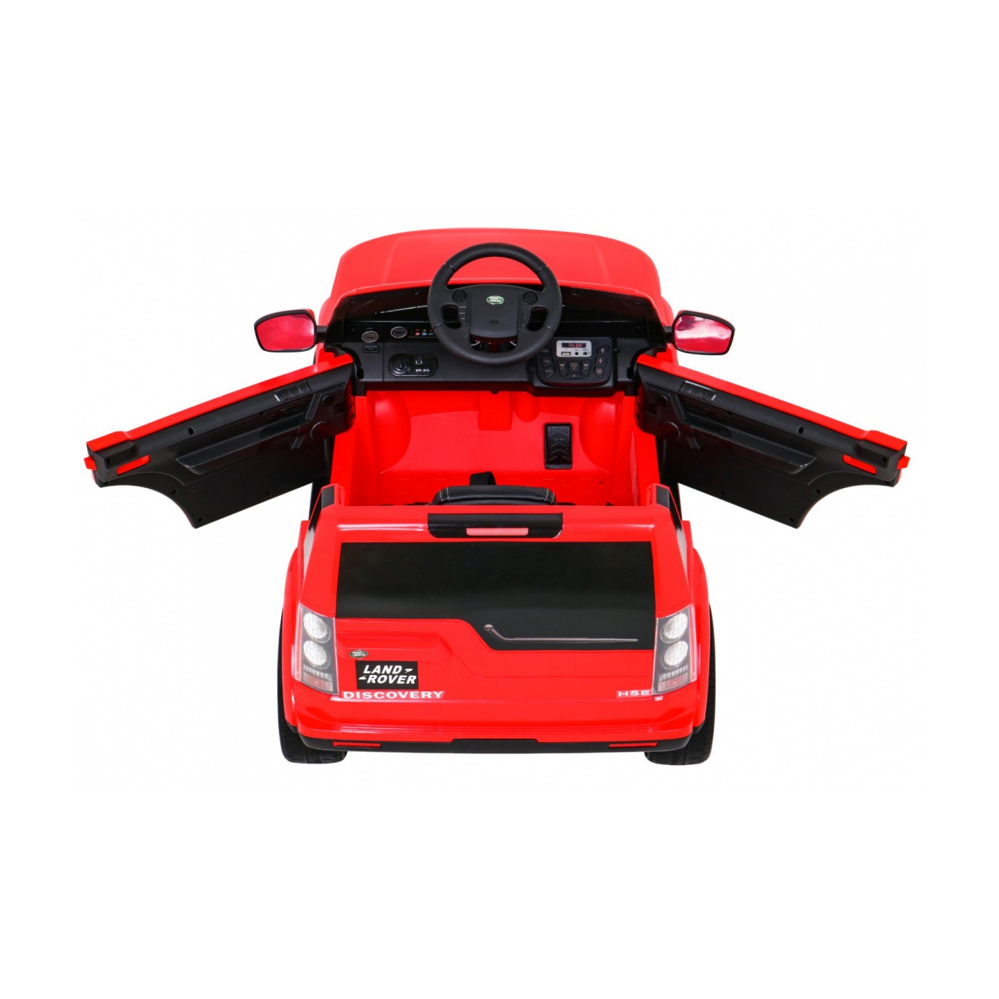 Dětské elektrické auto Land Rover Discovery červené + dálkové ovládání + kola EVA + pomalý start + MP3 rádio