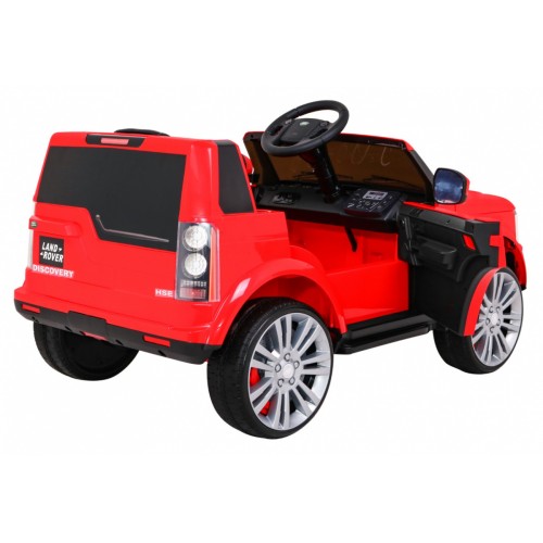 Dětské elektrické auto Land Rover Discovery červené + dálkové ovládání + kola EVA + pomalý start + MP3 rádio