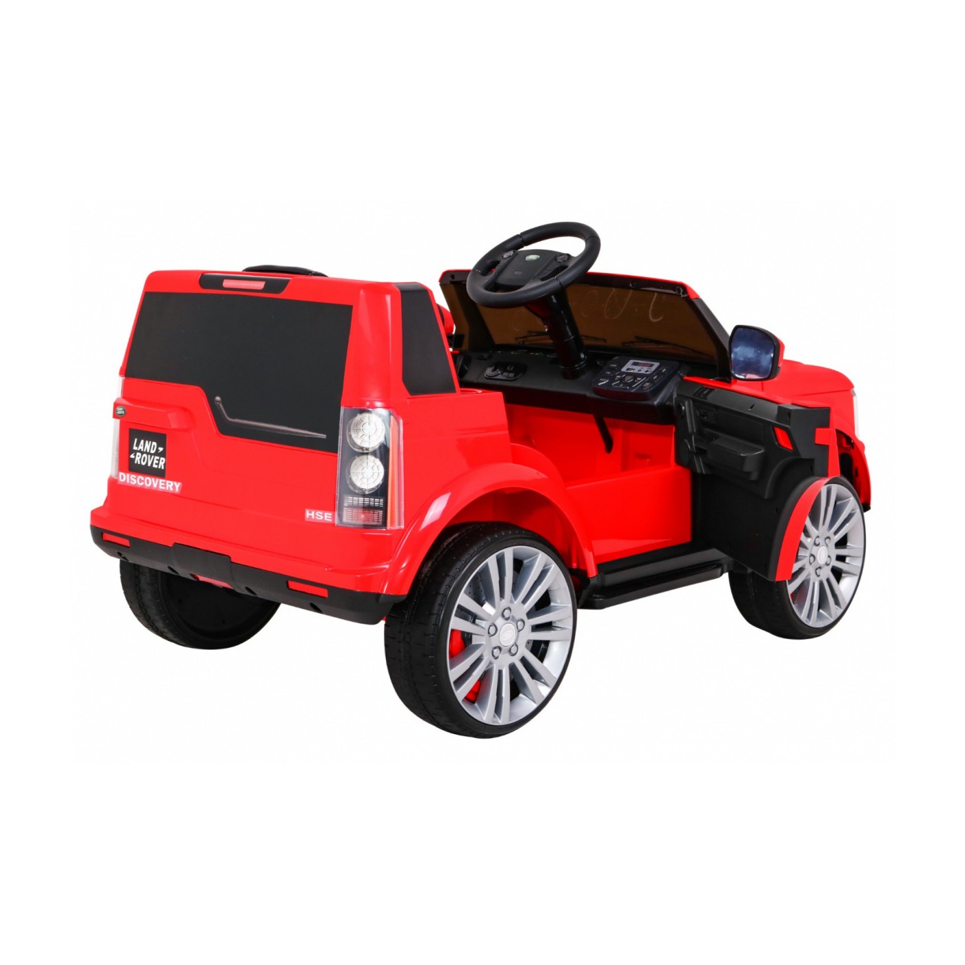 Dětské elektrické auto Land Rover Discovery červené + dálkové ovládání + kola EVA + pomalý start + MP3 rádio