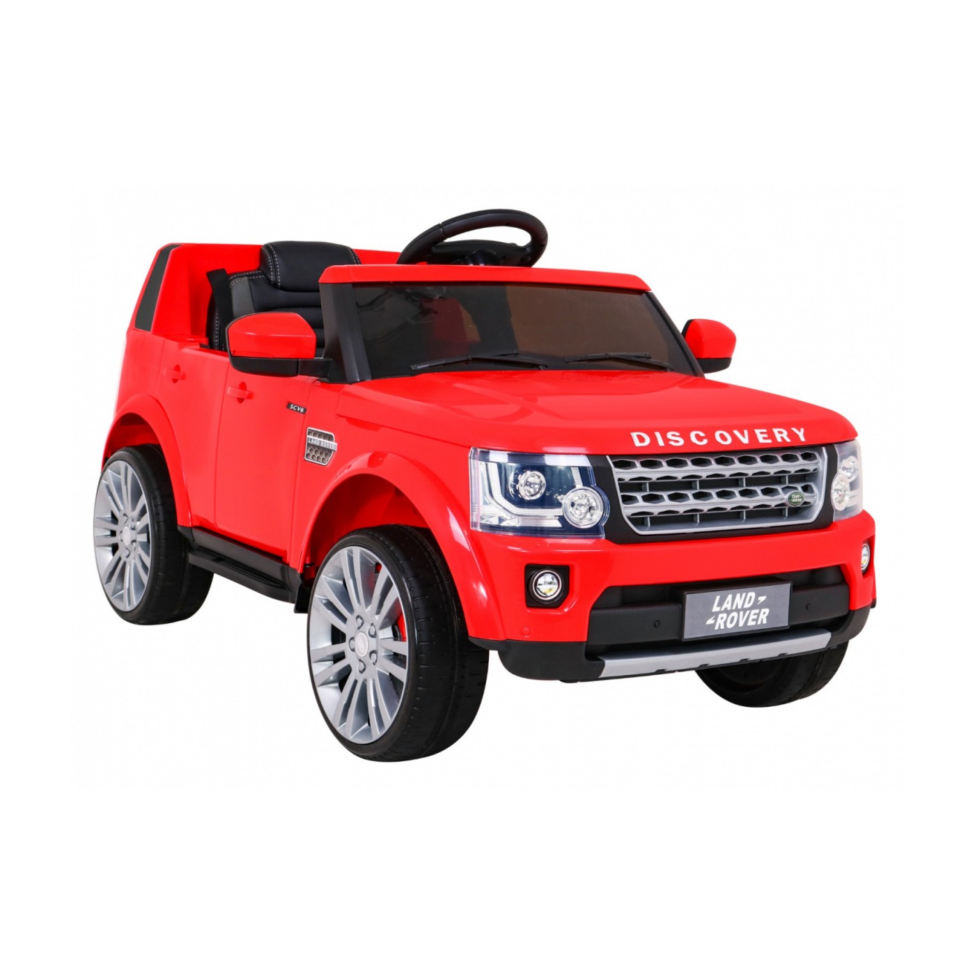 Dětské elektrické auto Land Rover Discovery červené + dálkové ovládání + kola EVA + pomalý start + MP3 rádio