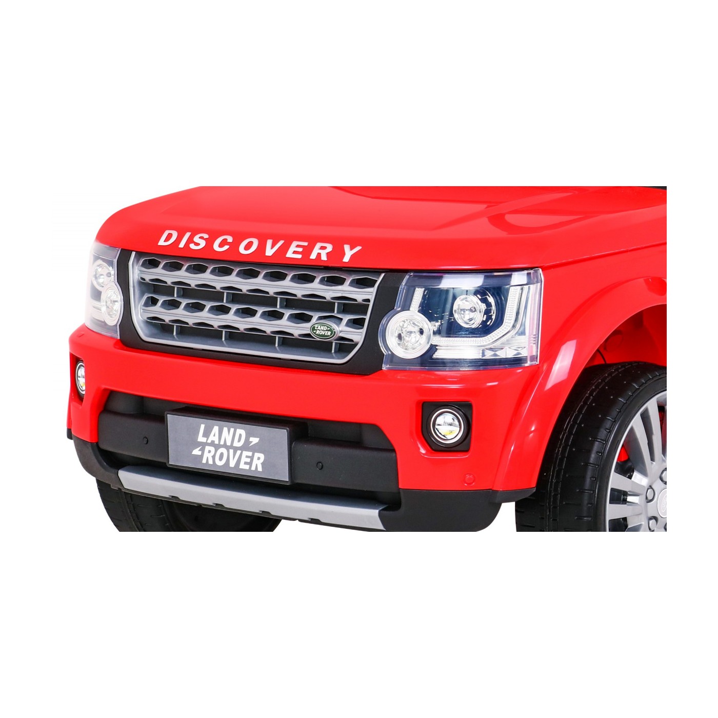 Dětské elektrické auto Land Rover Discovery červené + dálkové ovládání + kola EVA + pomalý start + MP3 rádio