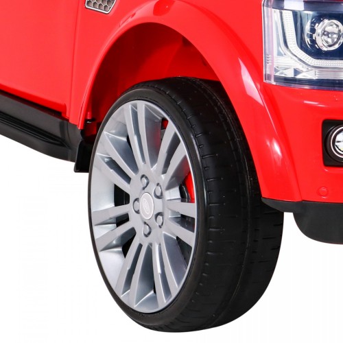 Dětské elektrické auto Land Rover Discovery červené + dálkové ovládání + kola EVA + pomalý start + MP3 rádio