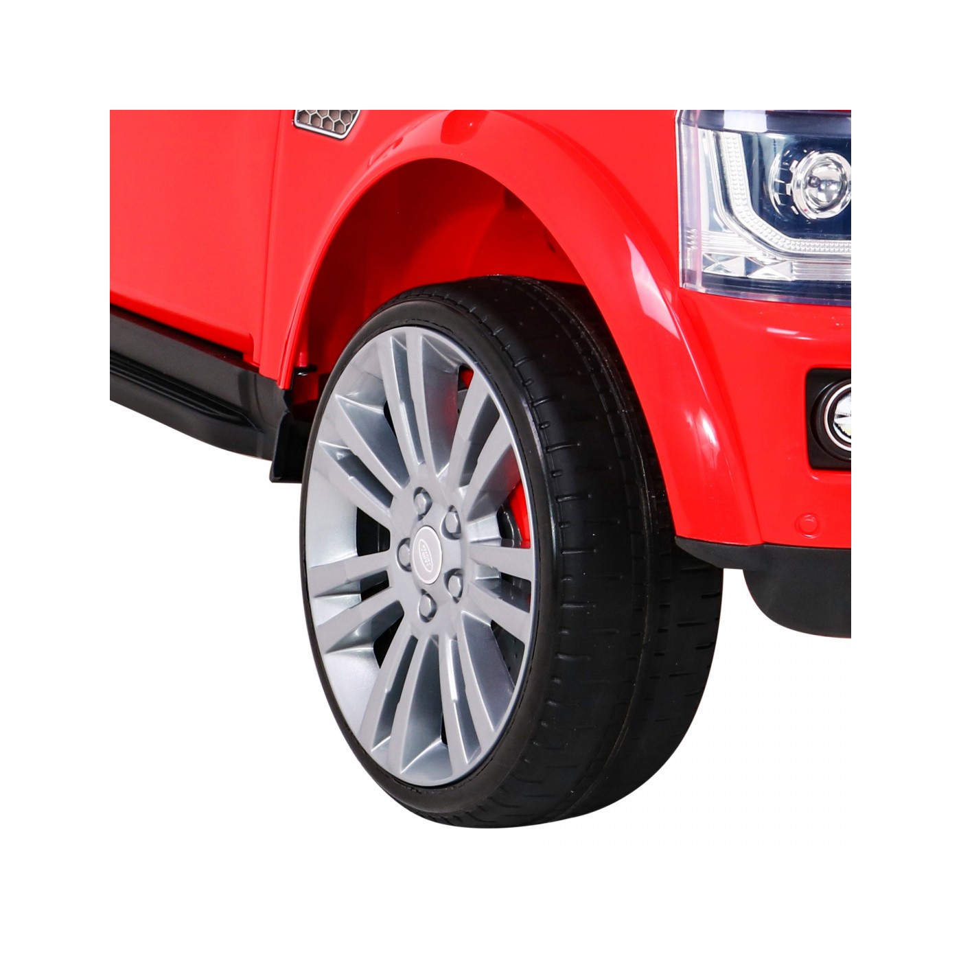 Dětské elektrické auto Land Rover Discovery červené + dálkové ovládání + kola EVA + pomalý start + MP3 rádio