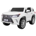 Dětské dvoumístné auto Lexus LX570 bílé + dálkové ovládání EVA kola rádio MP3 + LED