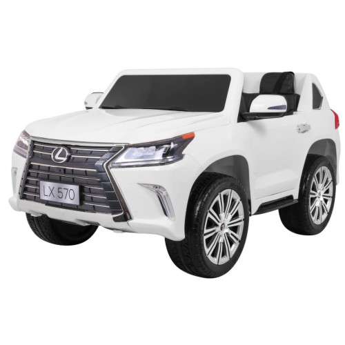 Dětské dvoumístné auto Lexus LX570 bílé + dálkové ovládání EVA kola rádio MP3 + LED