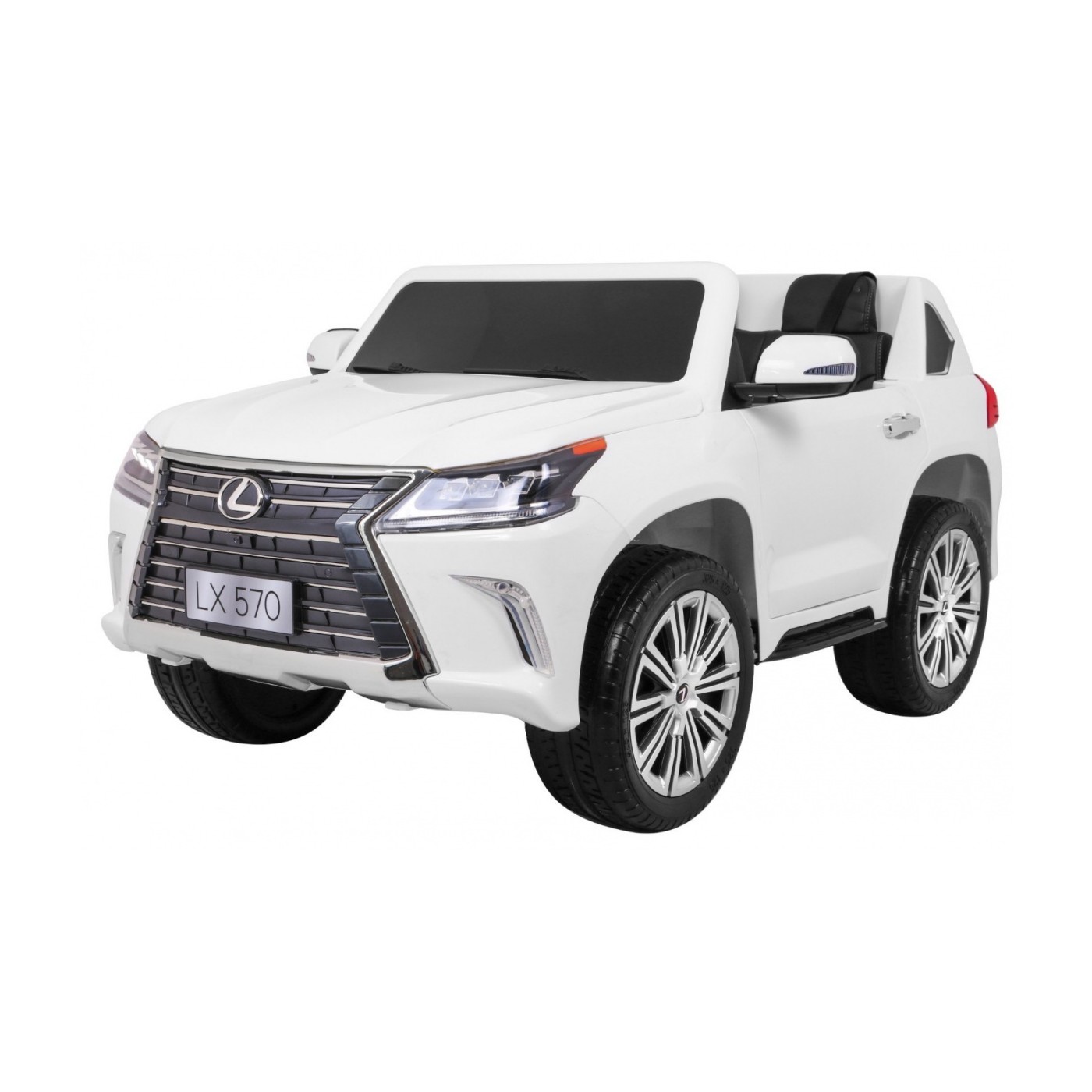 Dětské dvoumístné auto Lexus LX570 bílé + dálkové ovládání EVA kola rádio MP3 + LED