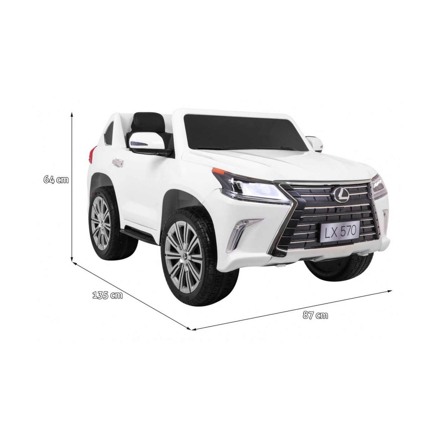 Dětské dvoumístné auto Lexus LX570 bílé + dálkové ovládání EVA kola rádio MP3 + LED