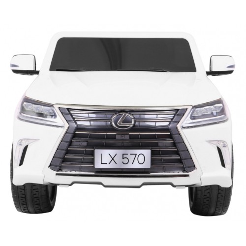 Dětské dvoumístné auto Lexus LX570 bílé + dálkové ovládání EVA kola rádio MP3 + LED